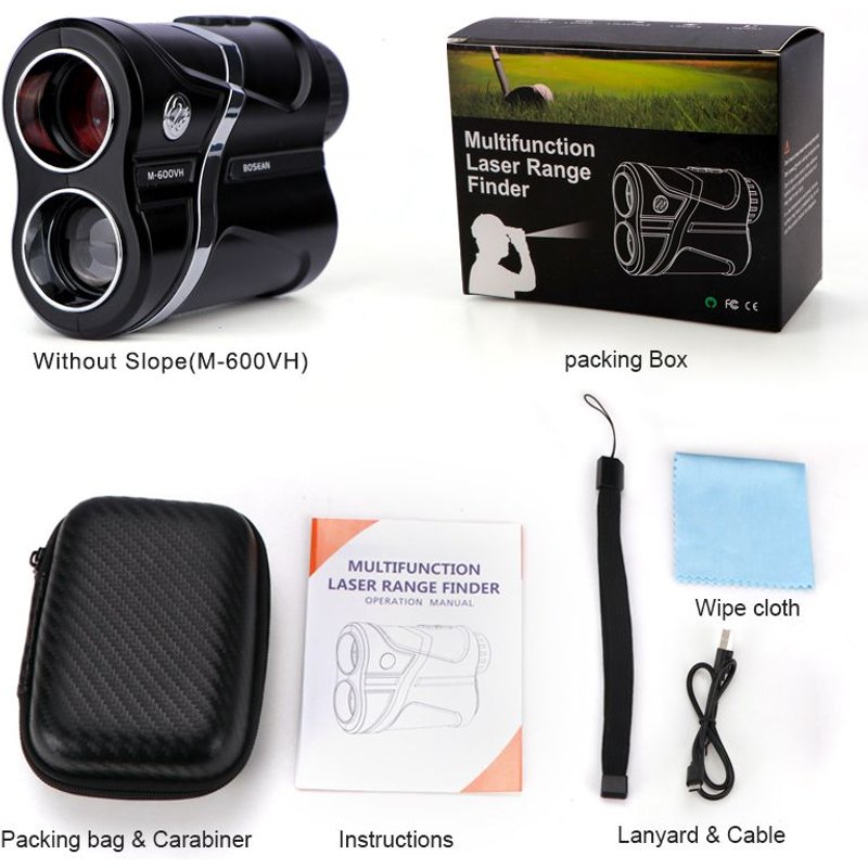 no slope 600 m télémètre Laser pour Golf, avec drapeau, verrouillage, Distance, hauteur, Angle, vitesse, pour la chasse, chargement USB, Non incliné Nipseyteko