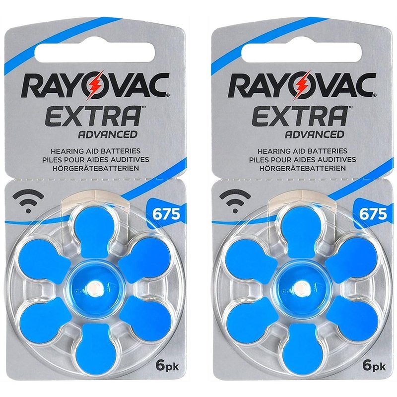 RAYOVAC Lot de 2 Blisters de 6 piles auditives Extra Advanced 675