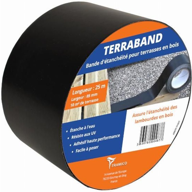 Bande d'étanchéité TRAMICO Terraband pour terrasse Bois - 85 x 0,3 mm - L 25 m - 3201000000