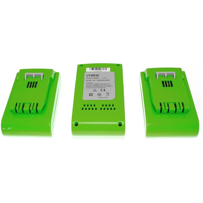 vhbw 3x Batteries compatible avec Greenworks 2200007, 2200107, 2200207, 22-Inch Cordless Hedge Trimmer outil électrique (2000 mAh, Li-ion, 24 V)