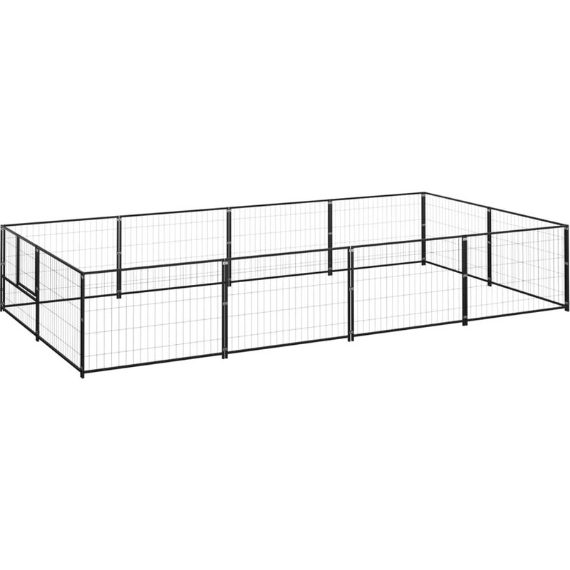 Chenil Extérieur Cage Enclos Parc Animaux Chien Noir 8 M² Acier Helloshop26 02_0000557