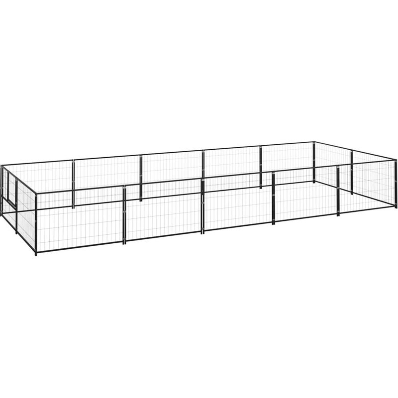 Chenil Extérieur Cage Enclos Parc Animaux Chien Noir 10 M² Acier Helloshop26 02_0000485