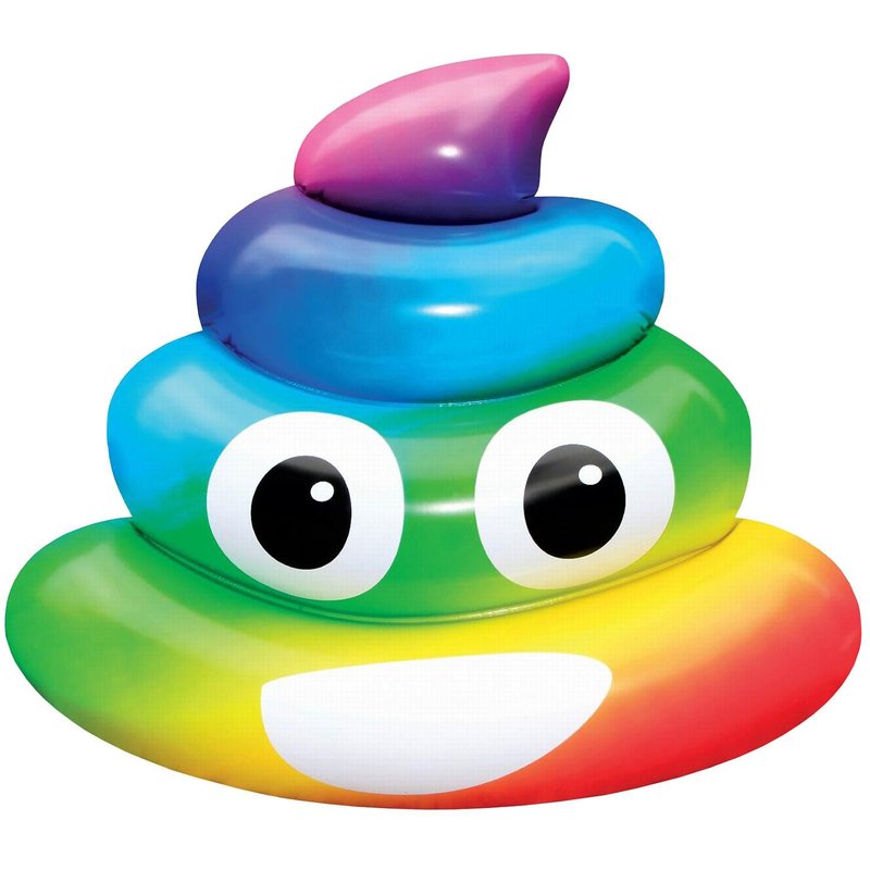 Flotteur De Piscine, Caca Emoji - Arc-En-Ciel - 107 X 121 X 26 Cm