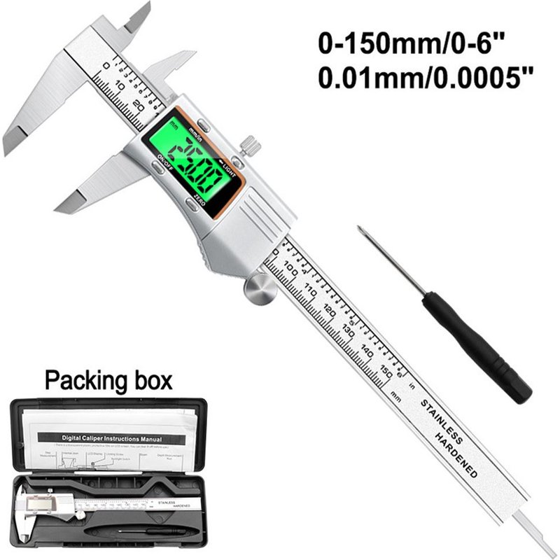 Pied à coulisse métallique numérique en acier inoxydable, micromètre électronique, règle, outil de mesure de profondeur, jauge, instrument, de 0 à 150mm