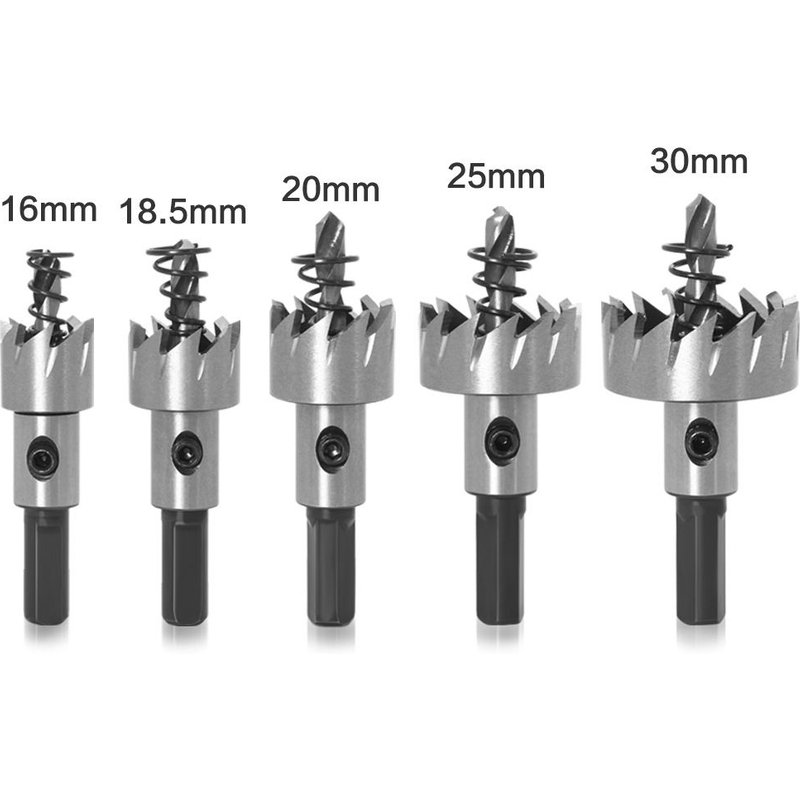 Foret HSS 5 tailles, pointe en carbure d'acier rapide, scie à dent, perçage du métal, outils de coupe pour le travail du bois, couronnes de menuiserie