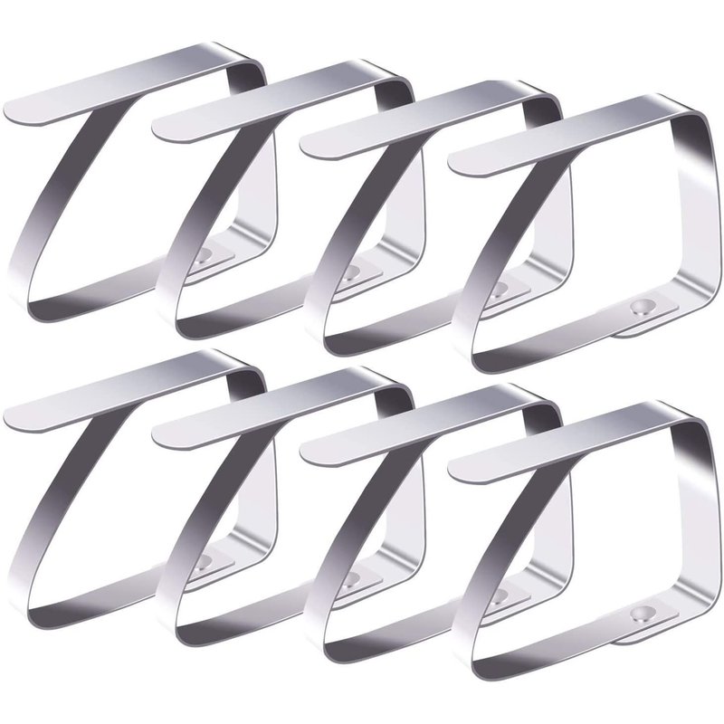 8 pinces à nappe en acier inoxydable, pinces à nappes, pinces à couvertures de table, pinces à nappes, pinces à nappes - argent