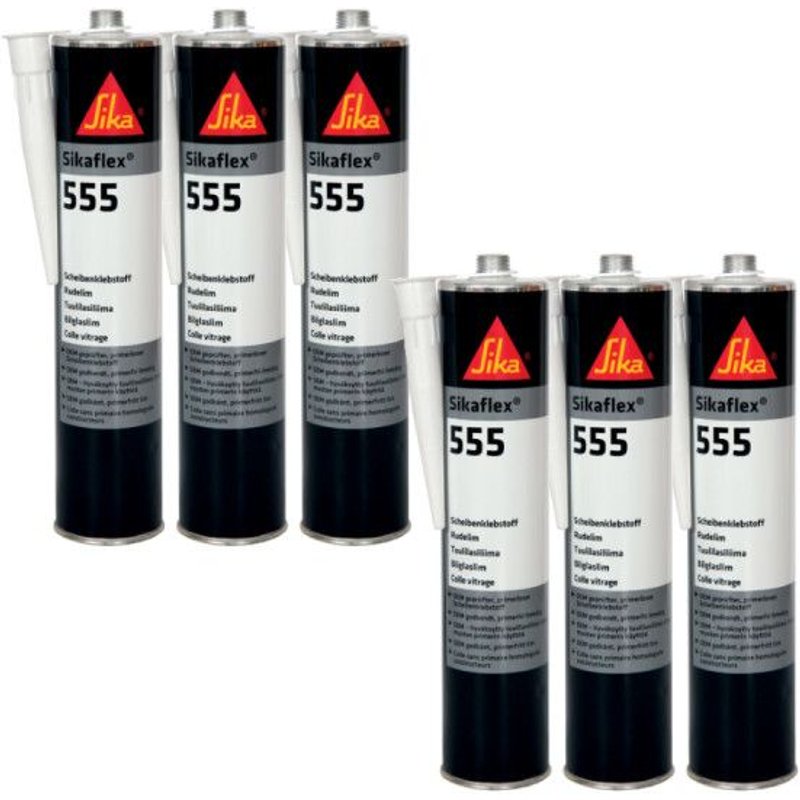 Lot de 6 colles de vitrage SIKA Sikaflex 555 - Noir - 300ml