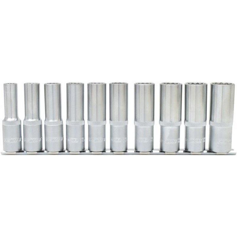 Jeu de douilles longues 12 pans 1/2'', 10 pcs.