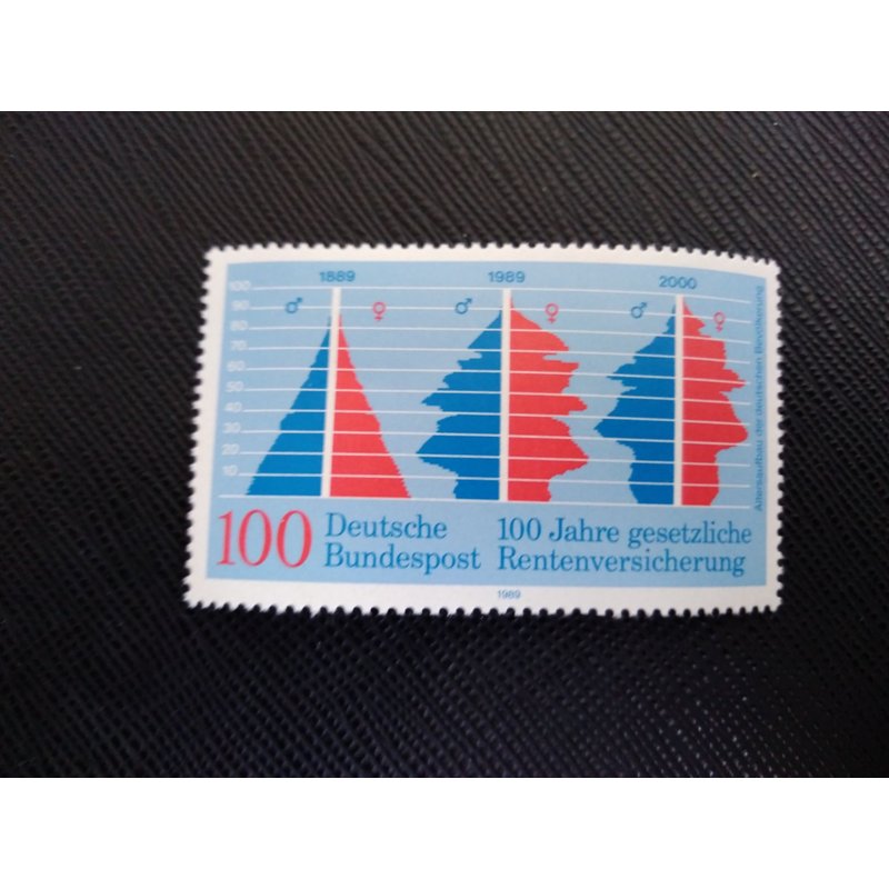 Timbre Allemagne / Rfa Yt 1258 Graphiques D'âge Des Hommes Et Des Femmes 1989 ( 040406 )