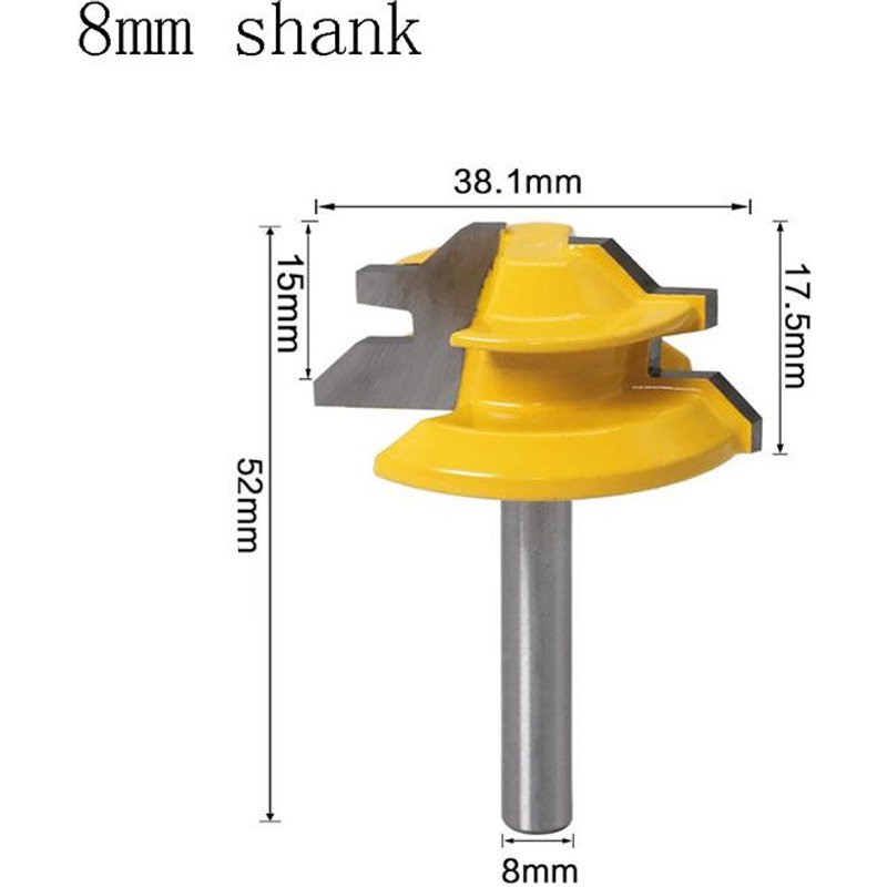 Mèche de routeur à onglet de verrouillage à 45 degrés, tige de 6mm 1/4 ", outil de fraisage à Tenon pour le travail du bois, perçage en alliage de carbure de bois, 1 pièce