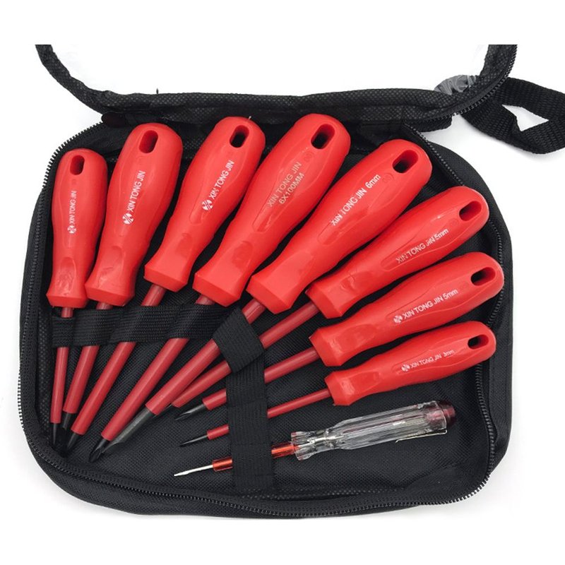 Kit de 9 tournevis magnétiques pour électricien, Kit de tournevis Phillips à fente 1000V résistant à haute tension