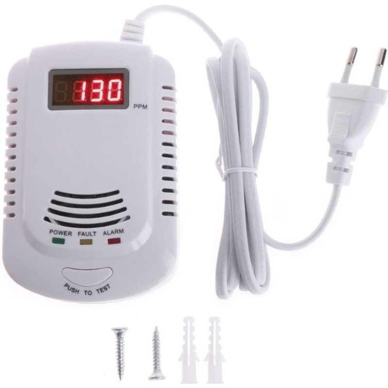 Détecteur de gaz avec affichage numérique LED, détecteur de fuite de gaz naturel, gaz de charbon, méthane, Propane, testeur, système d'alarme de sécurité domestique, prise ue