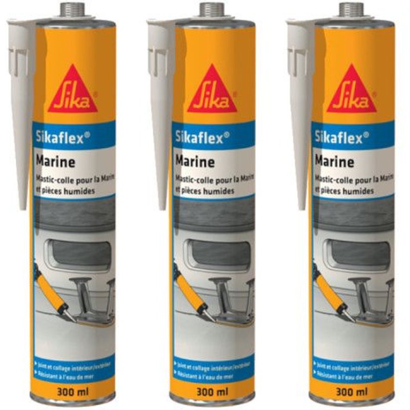 Lot de 3 colles mastic SIKA - Sikaflex Marine - Noir - 300ml