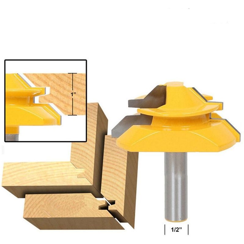 Mèche de routeur à onglet de verrouillage à 45 degrés, tige de 8 pouces, fraiseuse à Tenon pour le travail du bois, perçage et fraisage pour le travail du bois, 1 pièce