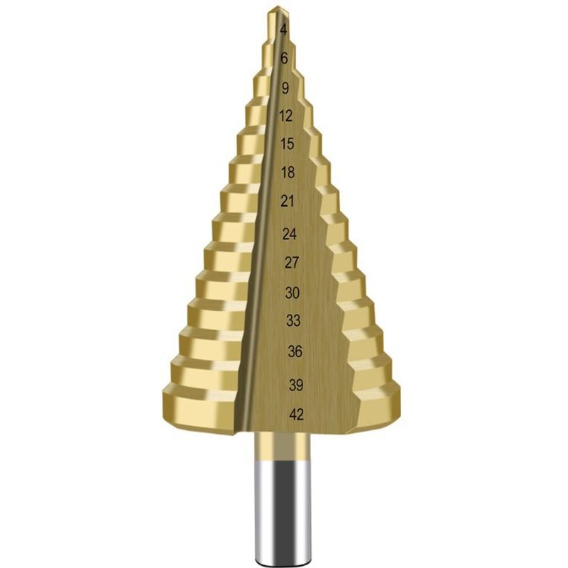 Foret étagé à revêtement en titane HSS 4-42mm, outil électrique de perçage pour métal acier rapide cône de coupe de trous dans le bois P82C