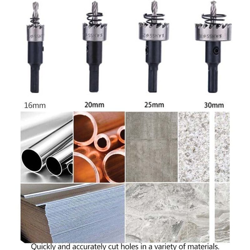 Poinçon de trou professionnel en acier inoxydable, ouvre-trou en acier rapide, foret de scie HSS, pointe de perçage en carbure, poinçon de mèche d'alésage