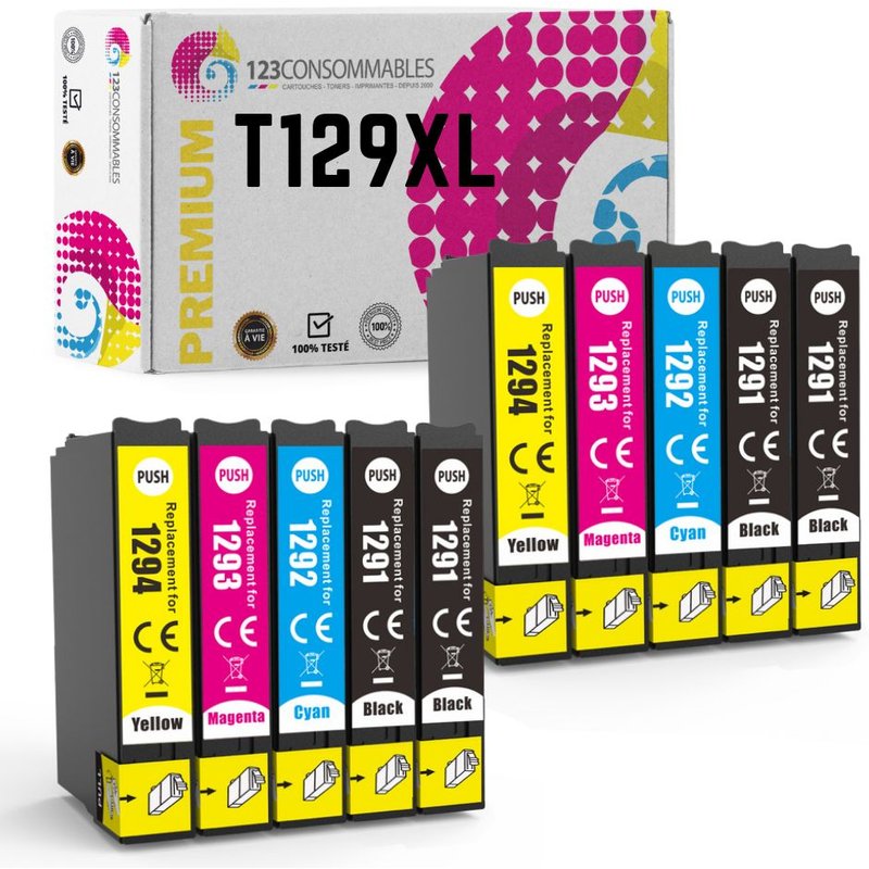 Pack compatible EPSON T1295 XL, 10 cartouches