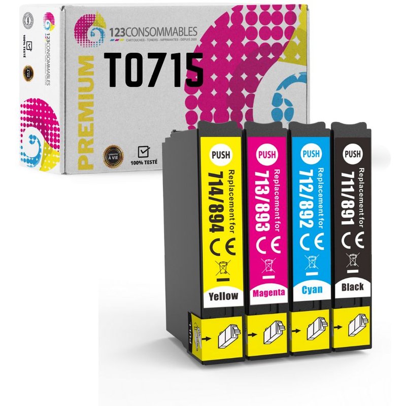 Pack compatible EPSON T0715, 4 cartouches