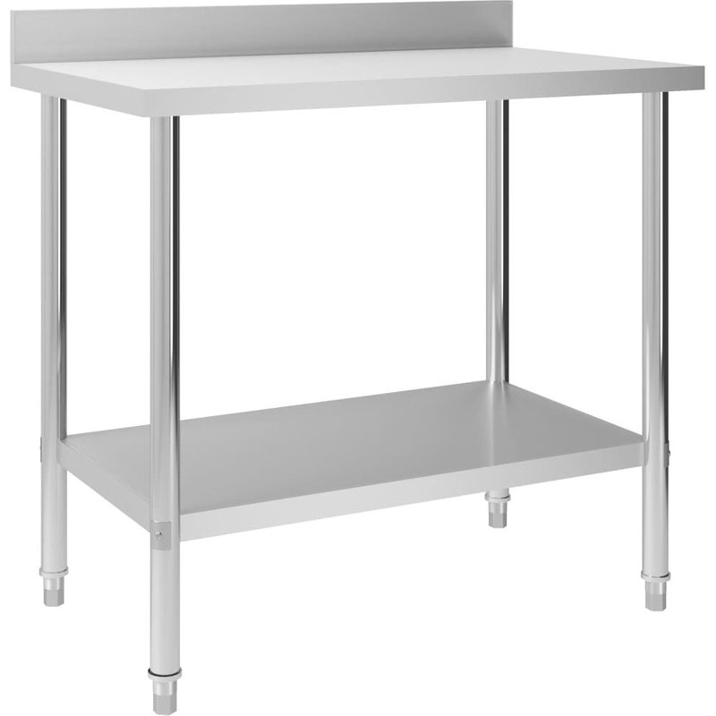 Table De Travail De Cuisine Avec Dosseret 100 X 60 X 93 Cm Acier Inoxydable Helloshop26 02_0001907