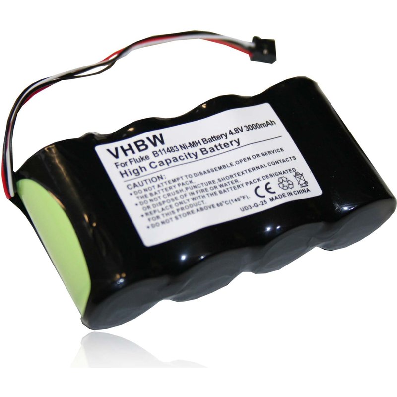 vhbw Batterie remplacement pour Fluke B11483, BP120, BP120MH pour outil de mesure (3000mAh, 4,8V, NiMH)