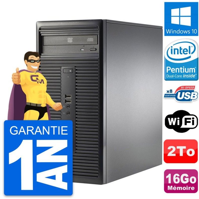 PC Tour HP 280 G1 MT Intel Pentium G3220 RAM 16Go Disque Dur 2To Windows 10 Wifi