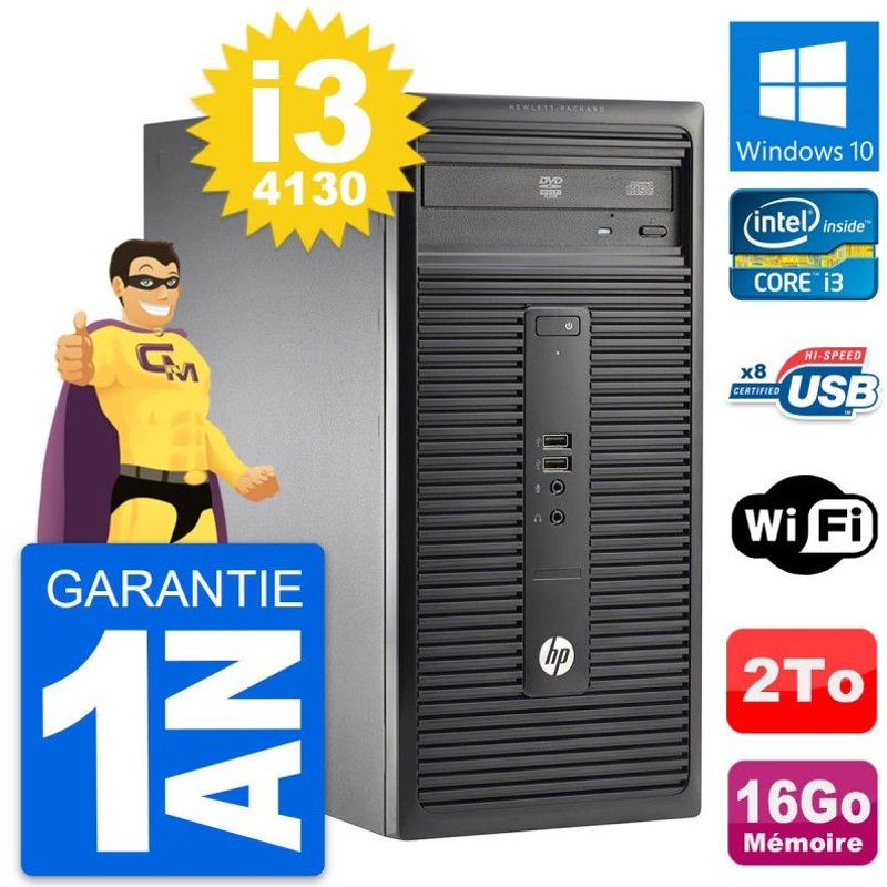 PC Tour HP 280 G1 MT Intel Core i3-4130 RAM 16Go Disque Dur 2To Windows 10 Wifi