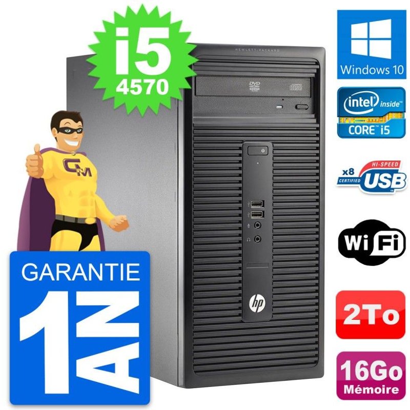 PC Tour HP 280 G1 MT Intel Core i5-4570 RAM 16Go Disque Dur 2To Windows 10 Wifi