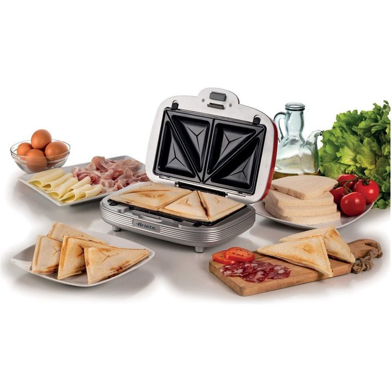 Ariete 1950 edition 1972 - Machine à sandwichs/beignets/muffins - 700 Watt - rouge
