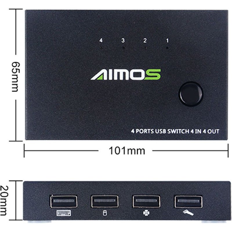 AM-UK404 commutateur USB 2.0, 4 pièces, périphérique de partage, KVM Switch HUB, boîte de séparation pour clavier, souris, imprimante