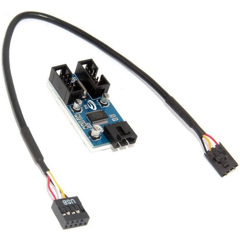 Adaptateur de connecteurs HUB USB 9 broches, 1 pièce, carte mère, séparateur d'extension 1 à 2 femelle