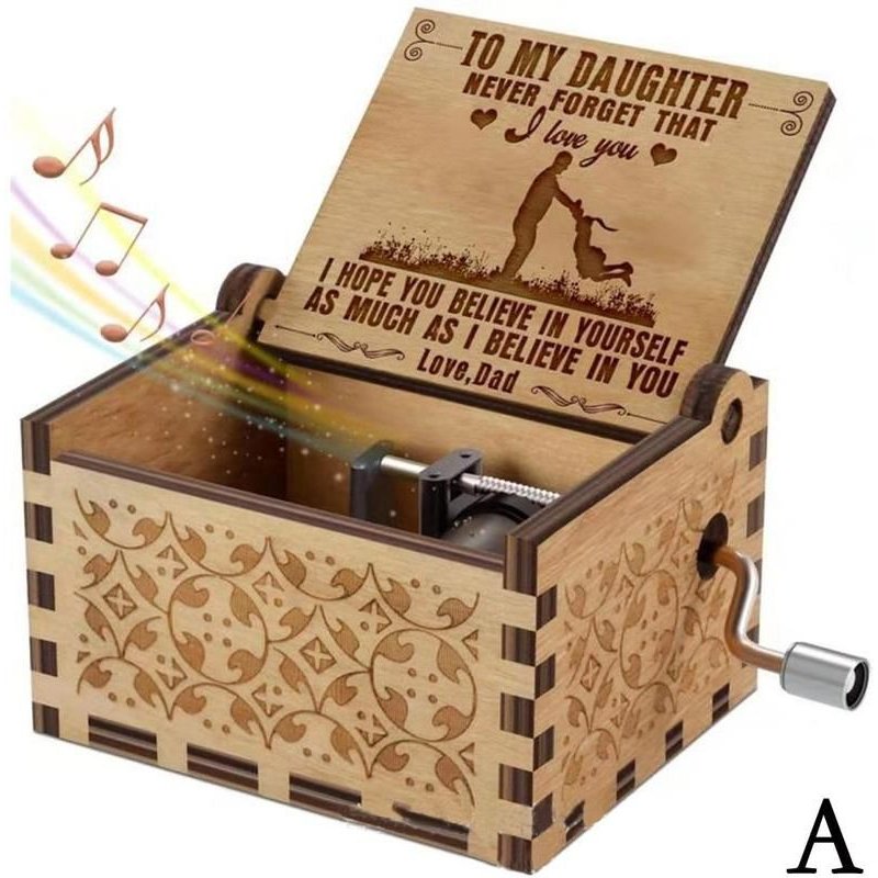 Boîte À Musique Antique Sculptée En Bois, Message "You Are My Sunshine", Décor, Cadeau De Fête, Cadeau D'anniversaire, Noël, Pour Maman