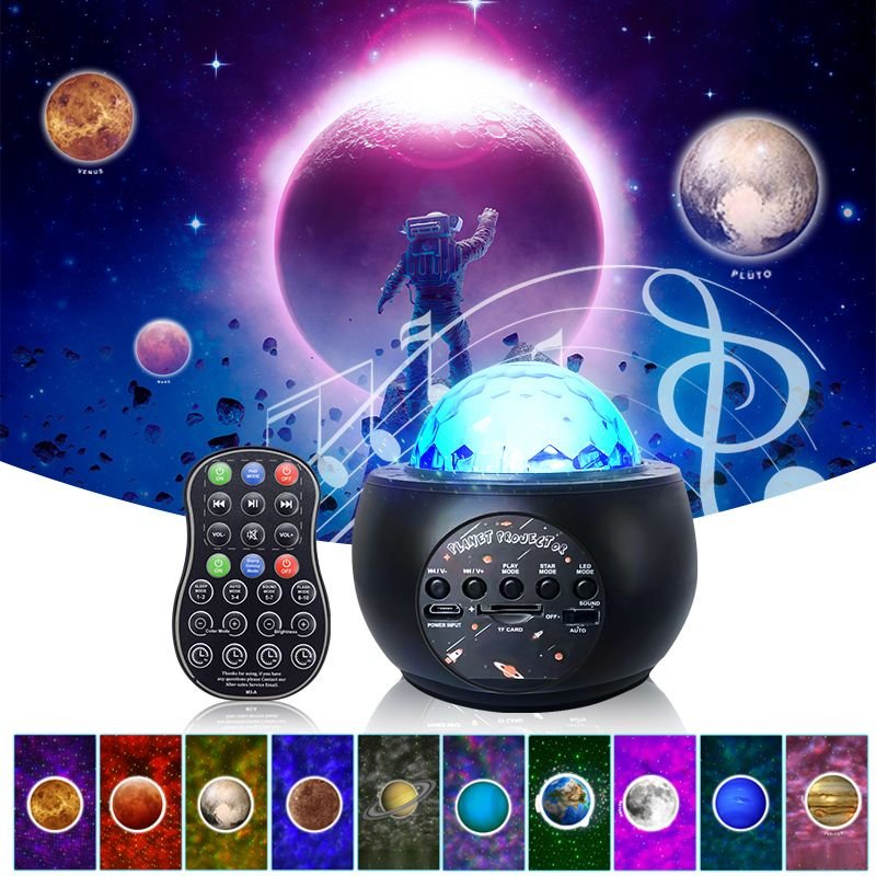 Projecteur Planète Ciel Galaxie, Lampe Veilleuse Pour Chambre À Coucher, Compatible Bluetooth Dq-M3, Lecteur De Musique, Cadeaux Pour Enfants