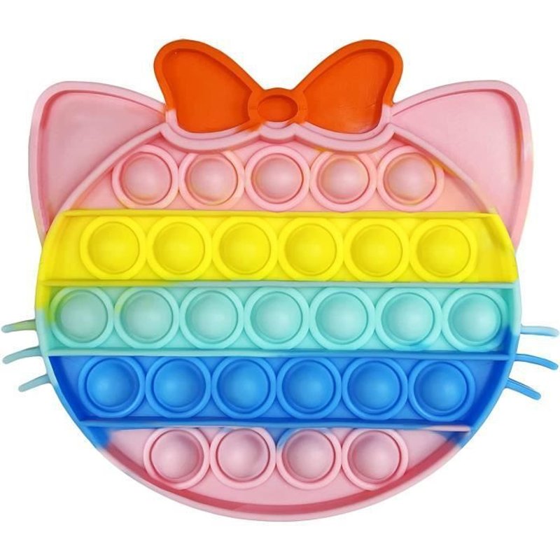 Crazychic - Poppit Anti Stress - Pop It Push Bubble Fidget Toys - Popit Jeux Enfant Pas Cher - Jouet Multicolore - Chat