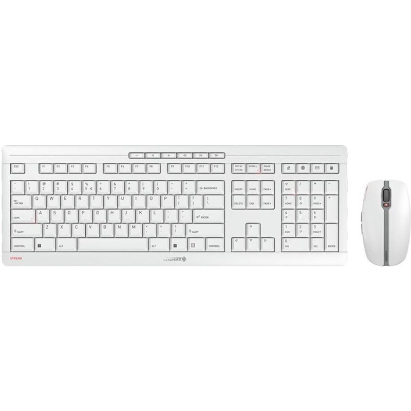 CHERRY STREAM DESKTOP RECHARGE - Ensemble clavier et souris - sans fil - 2.4 GHz - QWERTY - US avec le symbole de l'euro - commutateur : CHERRY SX - gris pâle