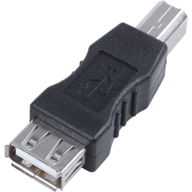Adaptateur USB type A femelle type B mâle, noir, ton argent