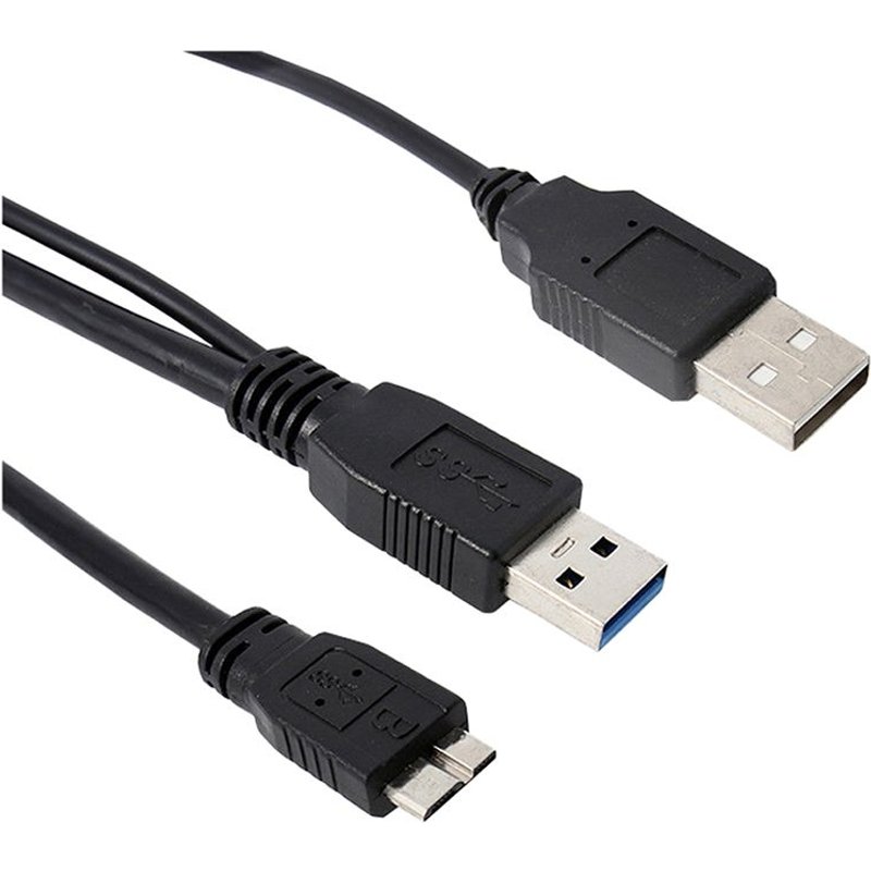 Câble double USB 0.5 A mâle vers Micro B Y, haute vitesse de 3.0 m, pour déplacer le disque dur, noir