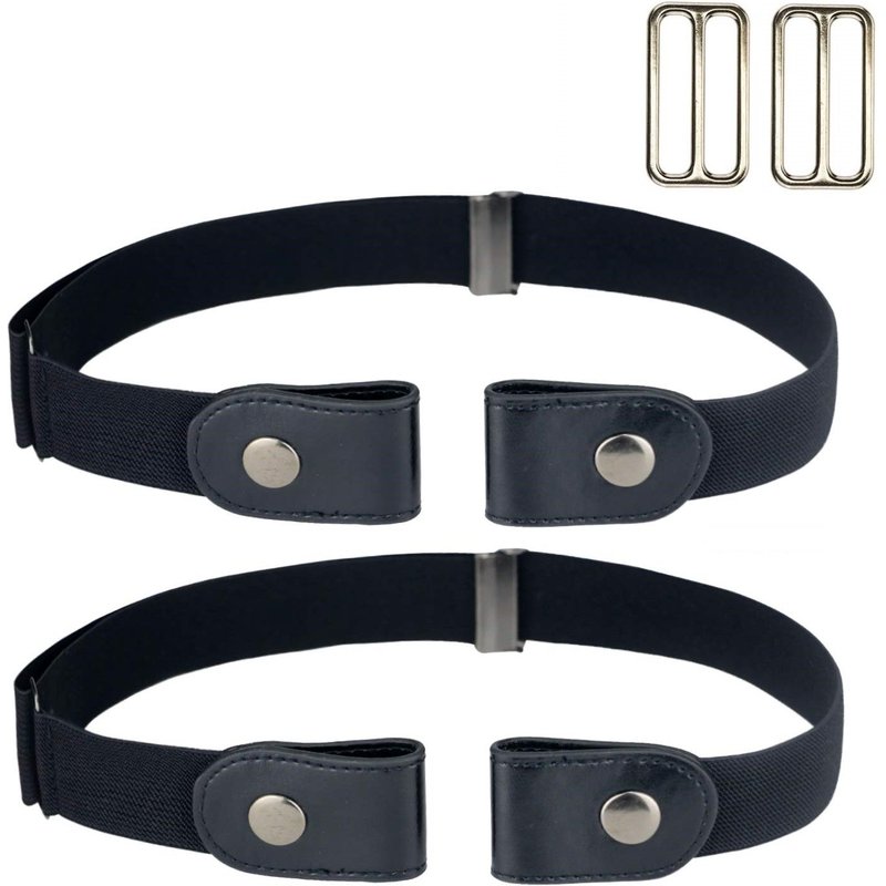 Ceinture Élastique Sans Boucle (Taille Unique) Noir Le Noir 2-Pack Paquet De 2