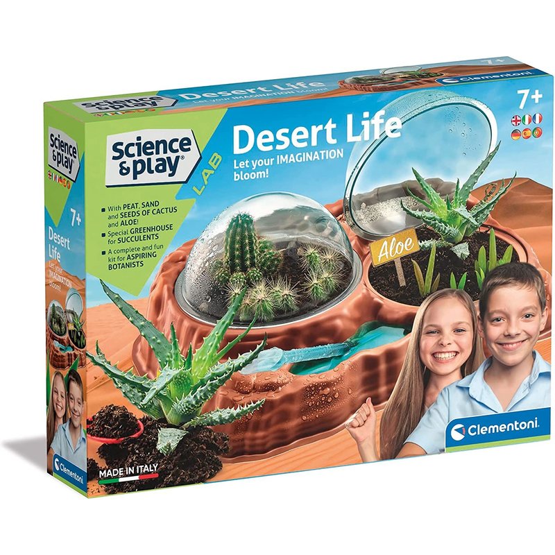 Clementoni - Science And Play Lab - Desert Life - Serre Jouet, Laboratoire Botanique, Jeu Scientifique 7 Ans, Plantes Jouet, Désert - Fabriqué En Italie Multicolore
