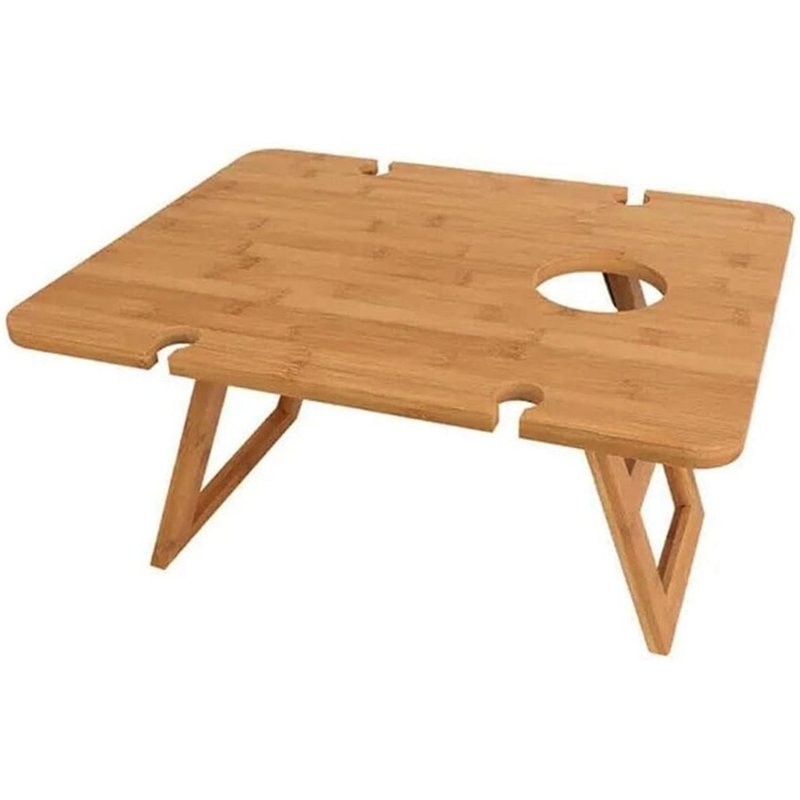 Table De Pique-En Plein Air, Table De Collation De Camping Portable Pliable, Peut Contenir Des Verres À Vin Et