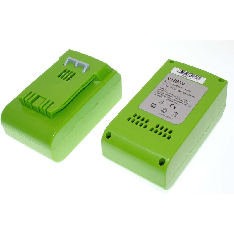 vhbw 2x Batteries compatible avec Greenworks 2000007, 2000107, 20362 Chainsaw outil électrique (5000 mAh, Li-ion, 24 V)