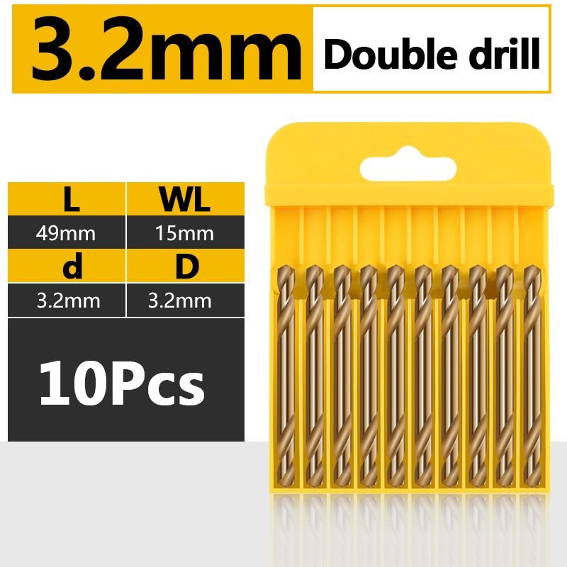 Foret hélicoïdal à Double extrémité en Cobalt M35, pour l'acier inoxydable, perçage et poinçonnage des métaux, 3mm-5.2mm, 10 pièces