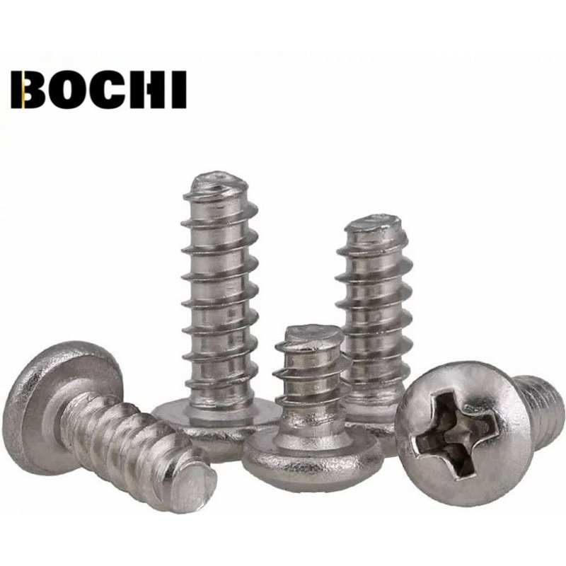 Vis autotaraudeuses en acier inoxydable 304 GB/T, 50 pièces, phillips, à tête ronde et à queue plate, en bois blanc