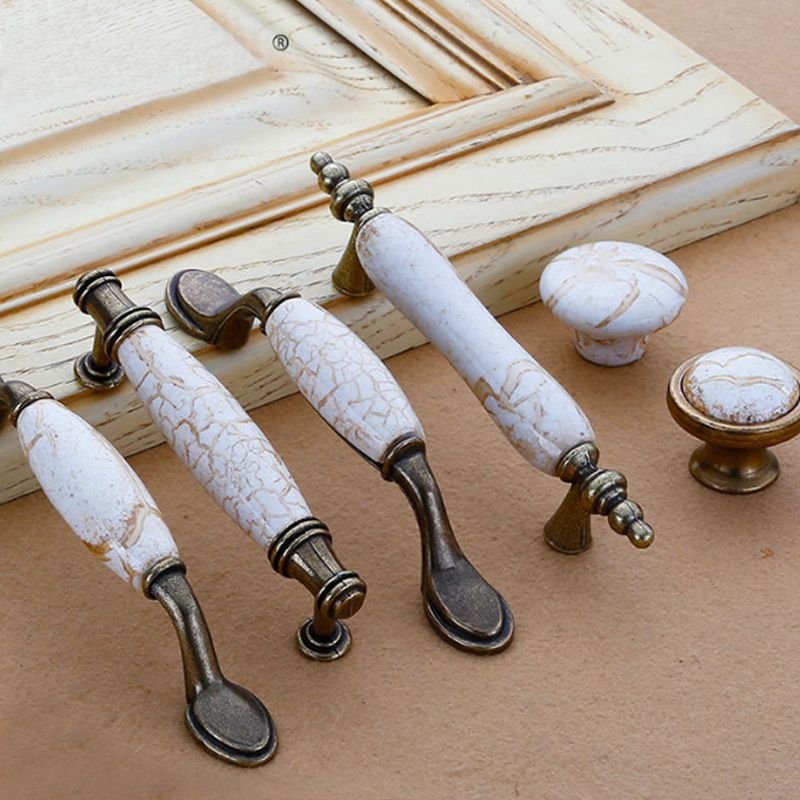 Poignée de meuble en alliage d'aluminium avec motif de marbre, 1 pièce