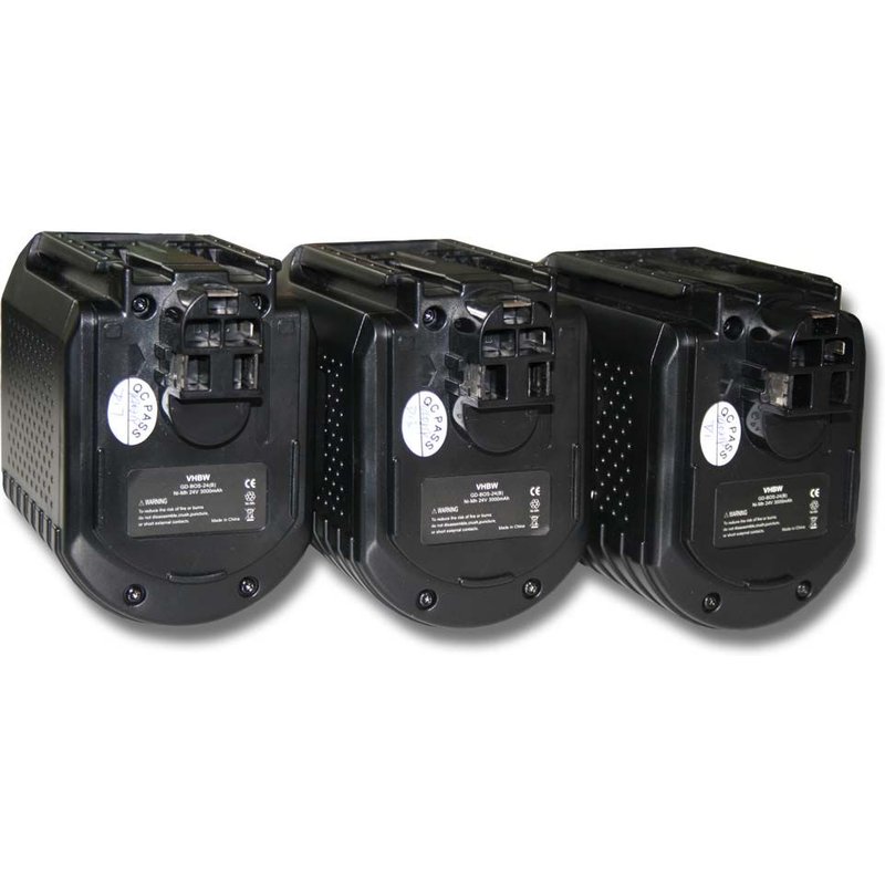 vhbw 3x Batterie remplacement pour Bosch 2607335215, 2607335216, BAT021, 2 607 335 216 pour outil électrique (3000 mAh, NiMH, 24 V)