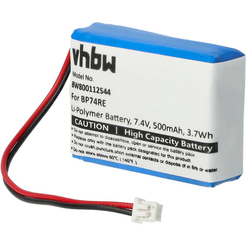 Vhbw Batterie Li-Polymère 500mah (7.4v) Pour Hundehalsband Dogtra Edge Remote Dog Training Collar, Edge Rx Comme Bp74re.