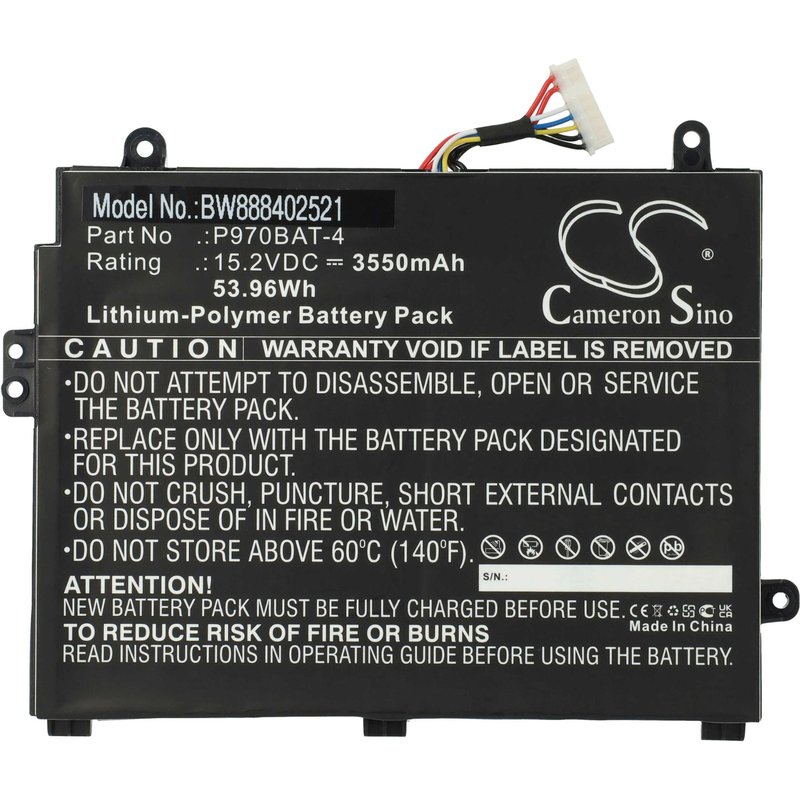 vhbw Batterie compatible avec Mifcom SG7 Premium (P970RF) (ID 10326), RTX 2070 (P970RF) ordinateur portable (3550mAh, 15,2V, Li-polymère)