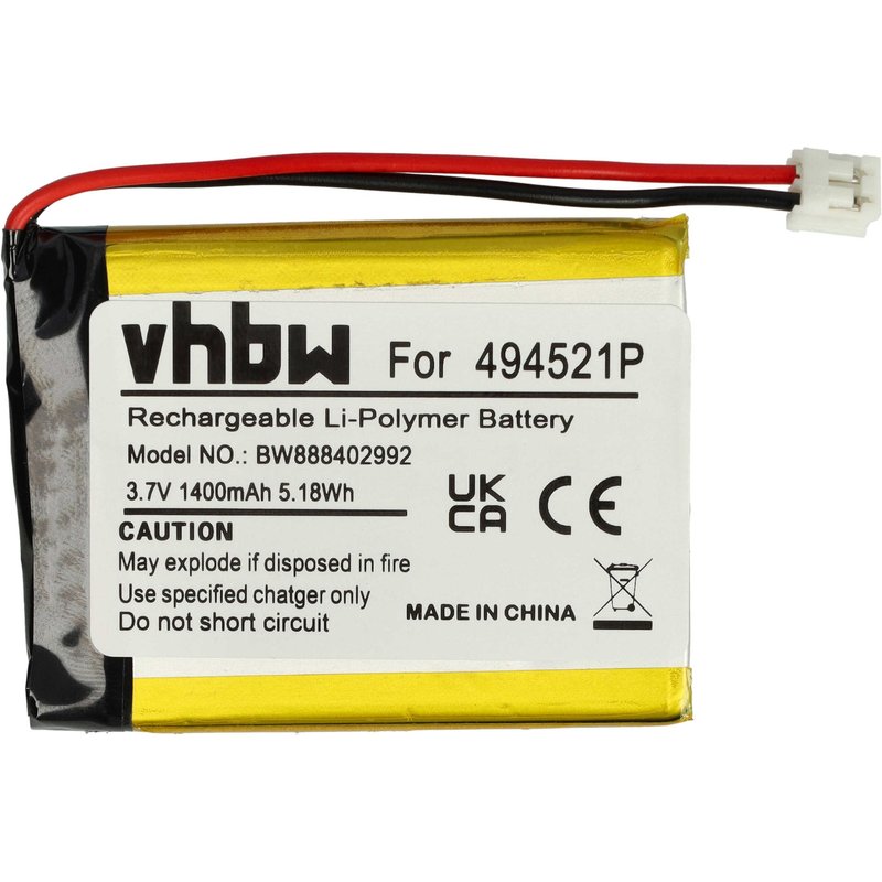 vhbw 1x Batterie compatible avec Audioline Watch & Care V130, V131, V132, V120, V150 moniteur bébé, tapis à capteurs (1400mAh, 3,7V, Li-polymère, sans boîtier)