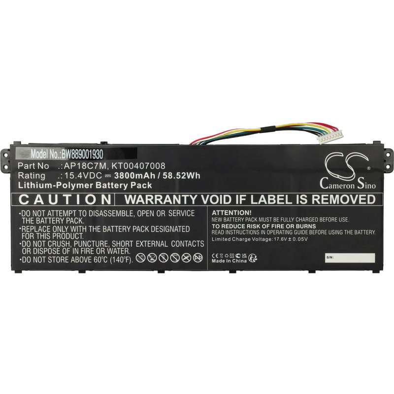 vhbw Batterie compatible avec Acer Swift 3 SF313-52G-77A3, SF313-52G-72X3, SF313-53-525J ordinateur portable (3800mAh, 15,4V, Li-polymère)