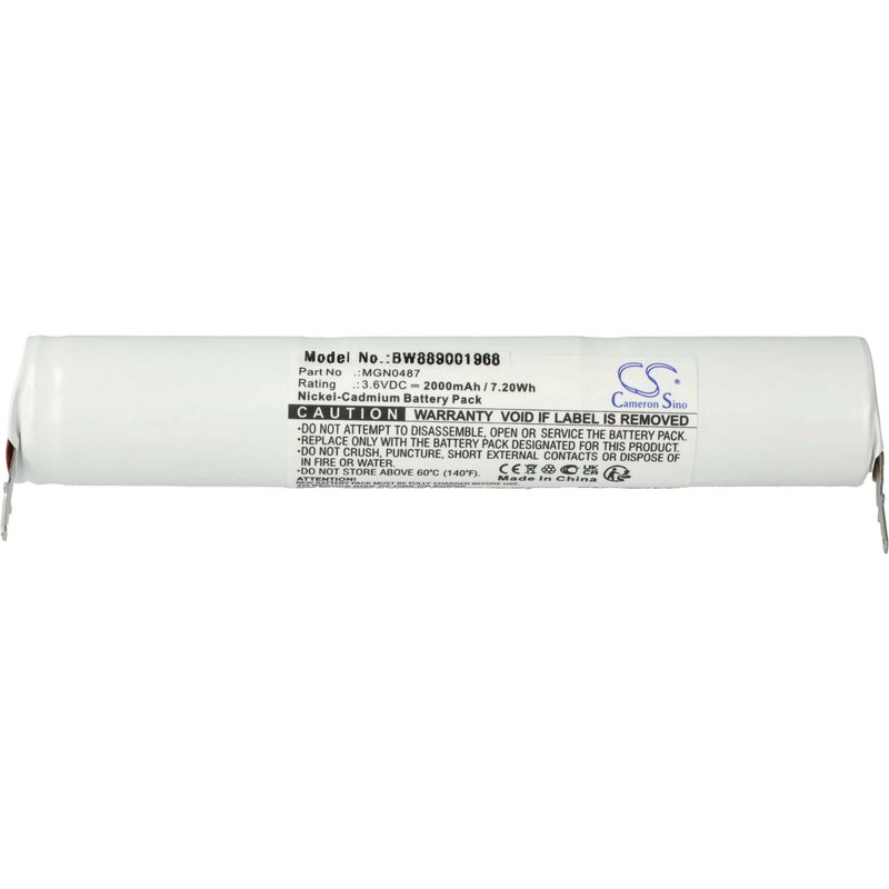 vhbw Batterie remplacement pour Type MGN0487 pour éclairage d'issue de secours (2000mAh, 3,6V, NiCd)