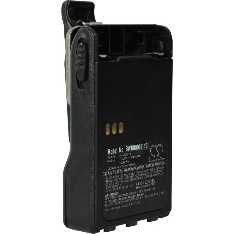 vhbw Batterie compatible avec Motorola PTX700 PLUS, PTX760, PRO7150 ELITE radio talkie-walkie (2600mAh, 7,2V, Li-ion) - avec clip de ceinture